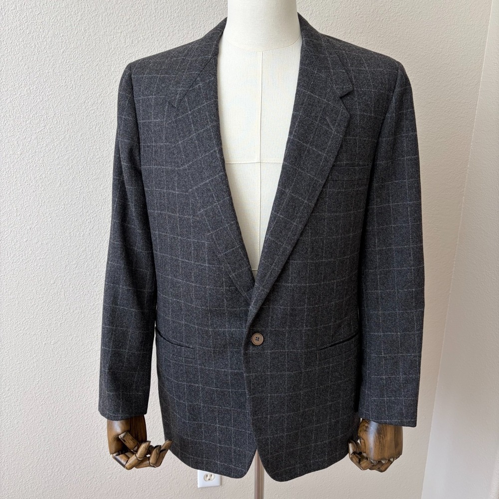 Vintage Gianni Versace 70s 80s Blazer Sports Coat EU 52 Grey Windowpane Wool